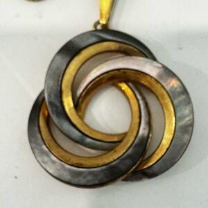 Vtg Modernist Pendant Necklace Mother of Pearl Abalone German Ges Gesch 60's